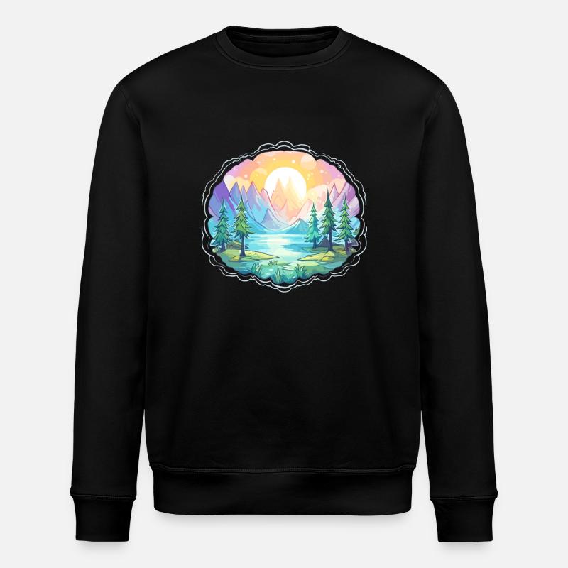 Landschaft - Illustration - Stanley/Stella Unisex Bio-Sweatshirt ROLLER - Schwarz