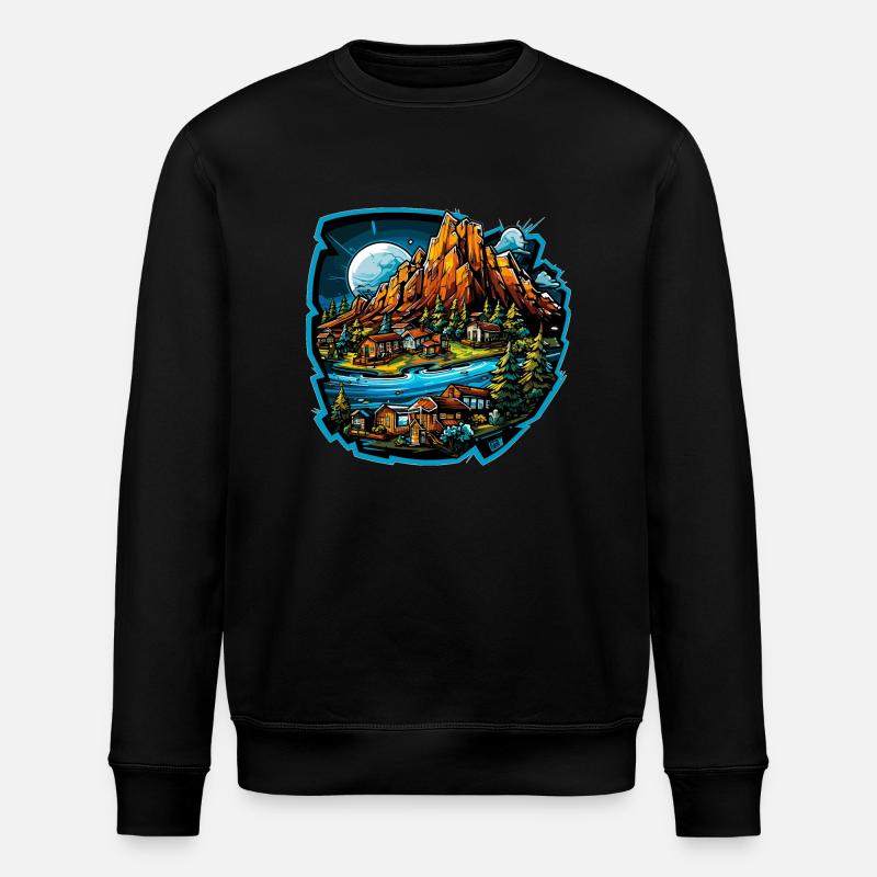 Landschaft - Illustration - Stanley/Stella Unisex Bio-Sweatshirt ROLLER - Schwarz