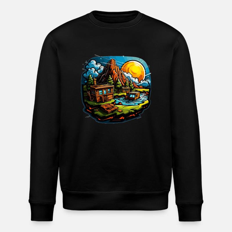 Landschaft - Illustration - Stanley/Stella Unisex Bio-Sweatshirt ROLLER - Schwarz