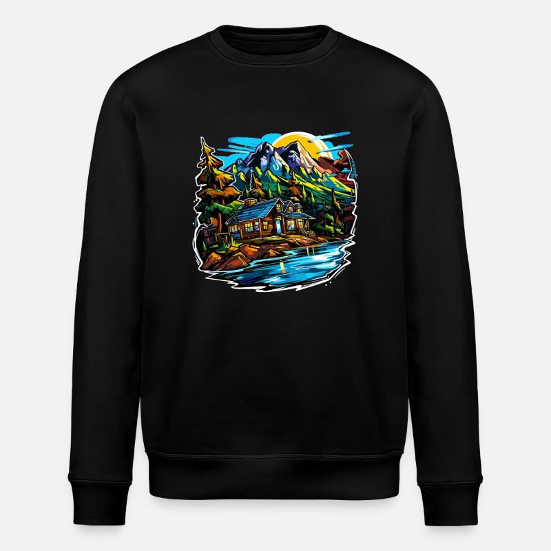 Landschaft - Illustration - Stanley/Stella Unisex Bio-Sweatshirt ROLLER - Schwarz
