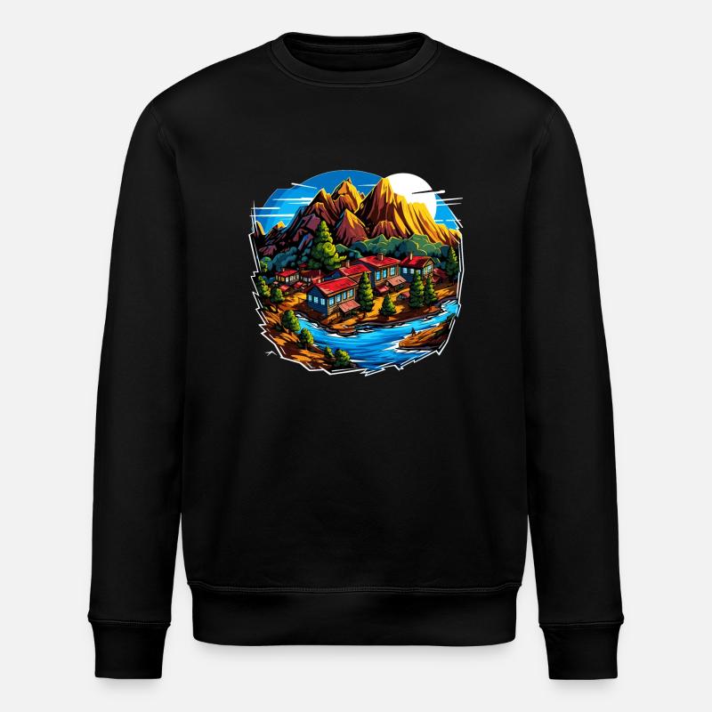 Landschaft - Illustration - Stanley/Stella Unisex Bio-Sweatshirt ROLLER - Schwarz