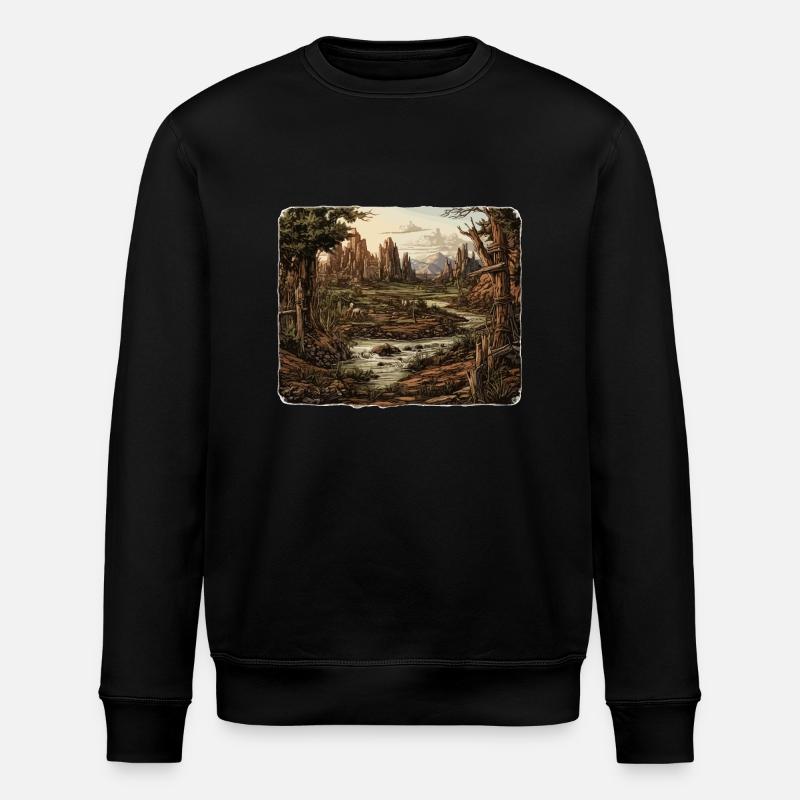 Landschaft - Illustration - Stanley/Stella Unisex Bio-Sweatshirt ROLLER - Schwarz