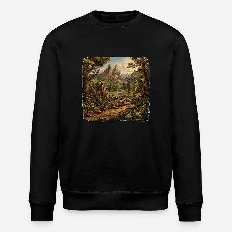 Landschaft - Illustration - Stanley/Stella Unisex Bio-Sweatshirt ROLLER - Schwarz