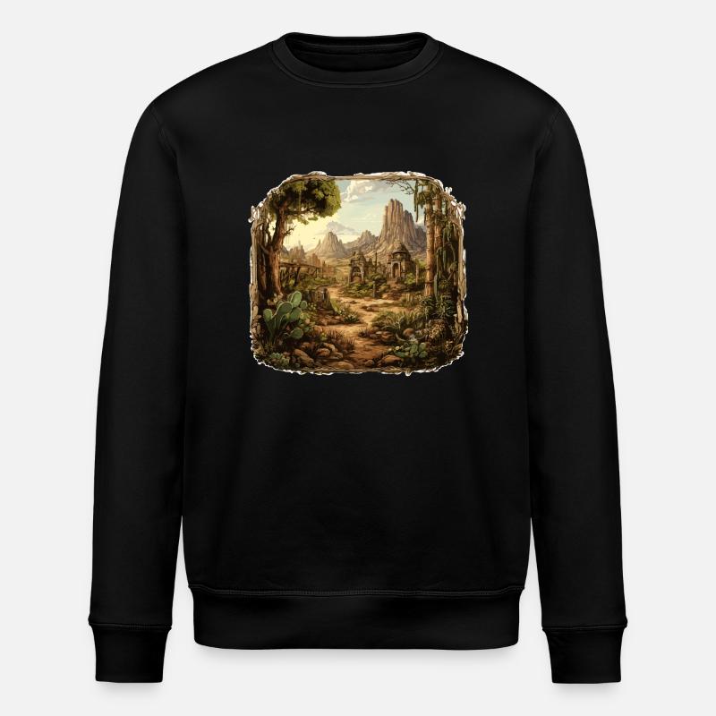 Landschaft - Illustration - Stanley/Stella Unisex Bio-Sweatshirt ROLLER - Schwarz