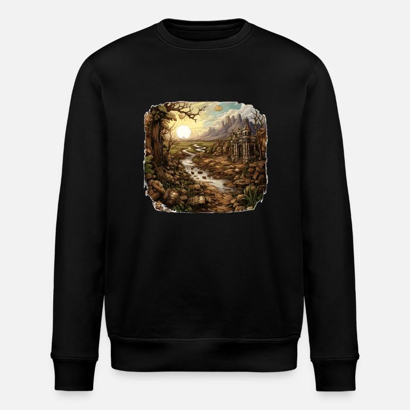 Landschaft - Illustration - Stanley/Stella Unisex Bio-Sweatshirt ROLLER - Schwarz