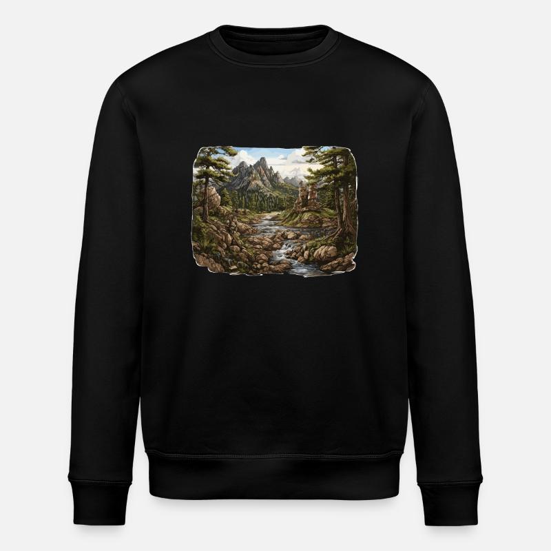 Landschaft - Illustration - Stanley/Stella Unisex Bio-Sweatshirt ROLLER - Schwarz