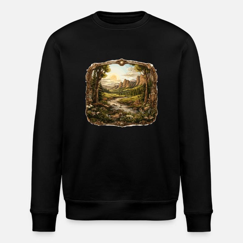 Landschaft - Illustration - Stanley/Stella Unisex Bio-Sweatshirt ROLLER - Schwarz