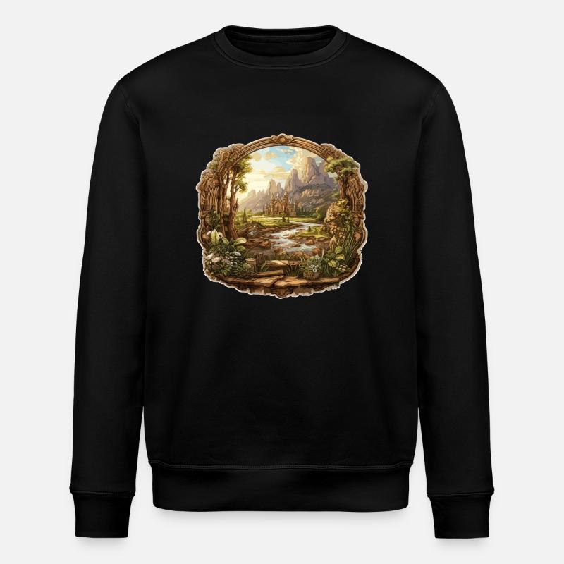 Landschaft - Illustration - Stanley/Stella Unisex Bio-Sweatshirt ROLLER - Schwarz