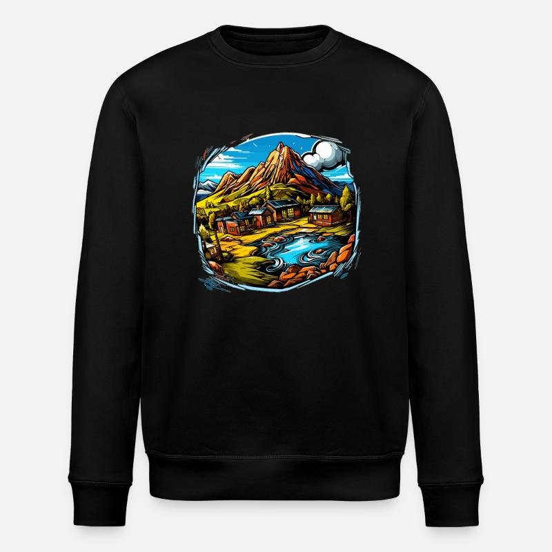 Landschaft - Illustration - Stanley/Stella Unisex Bio-Sweatshirt ROLLER - Schwarz