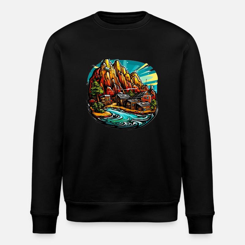 Landschaft - Illustration - Stanley/Stella Unisex Bio-Sweatshirt ROLLER - Schwarz