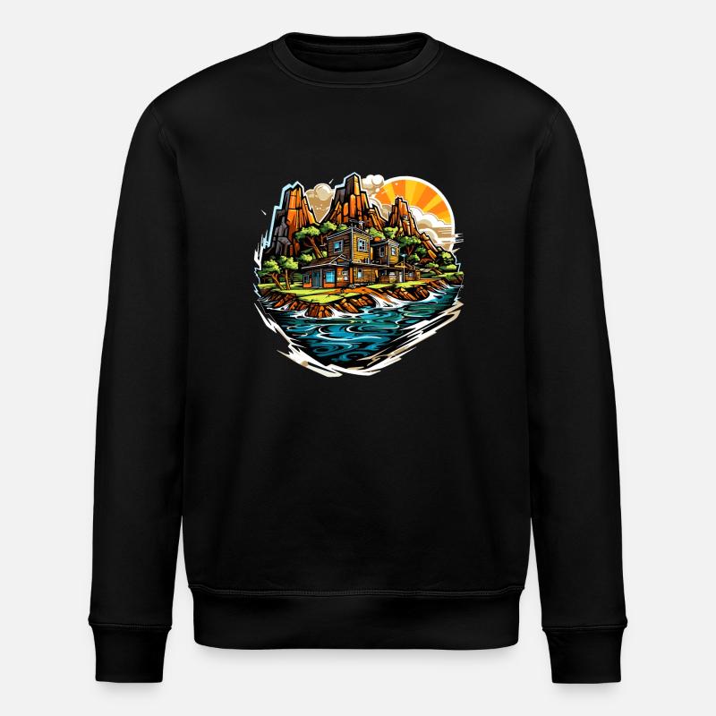 Landschaft - Illustration - Stanley/Stella Unisex Bio-Sweatshirt ROLLER - Schwarz