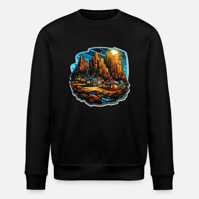 Landschaft - Illustration - Stanley/Stella Unisex Bio-Sweatshirt ROLLER - Schwarz