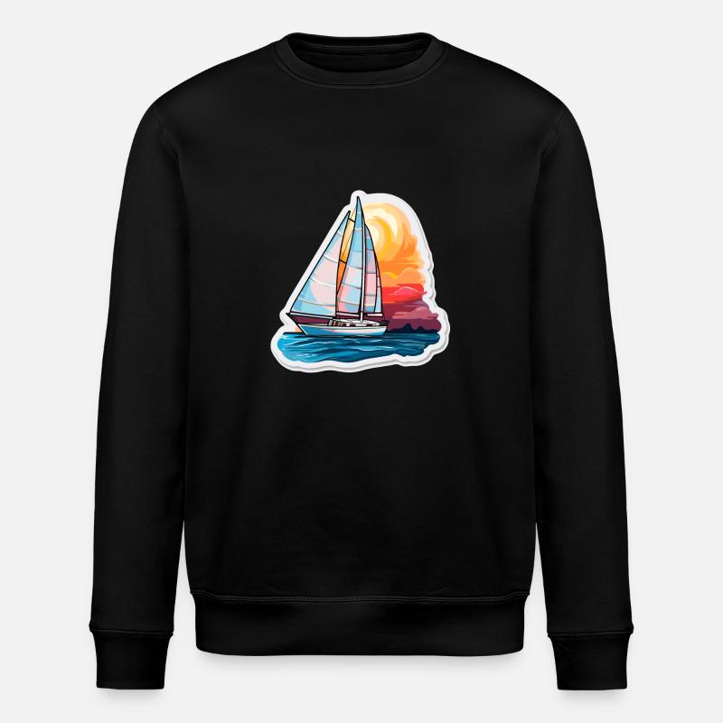 Sailboat - illustration - Stanley/Stella ROLLER Unisex Organic Sweatshirt - black