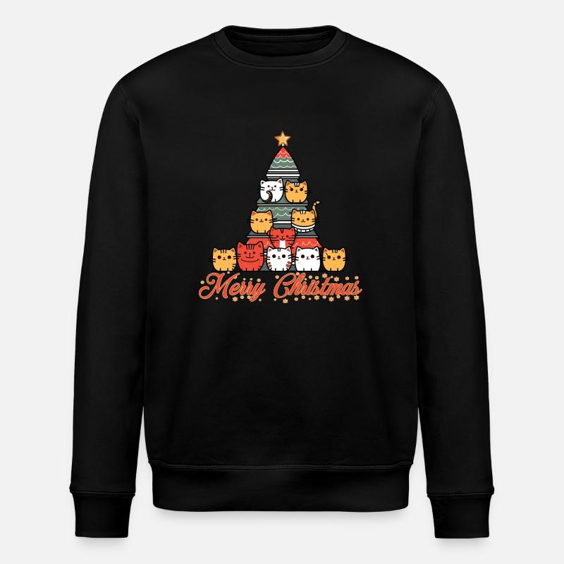 Arbre de Noël chats - Sweat bio ROLLER Stanley/Stella Unisexe - noir