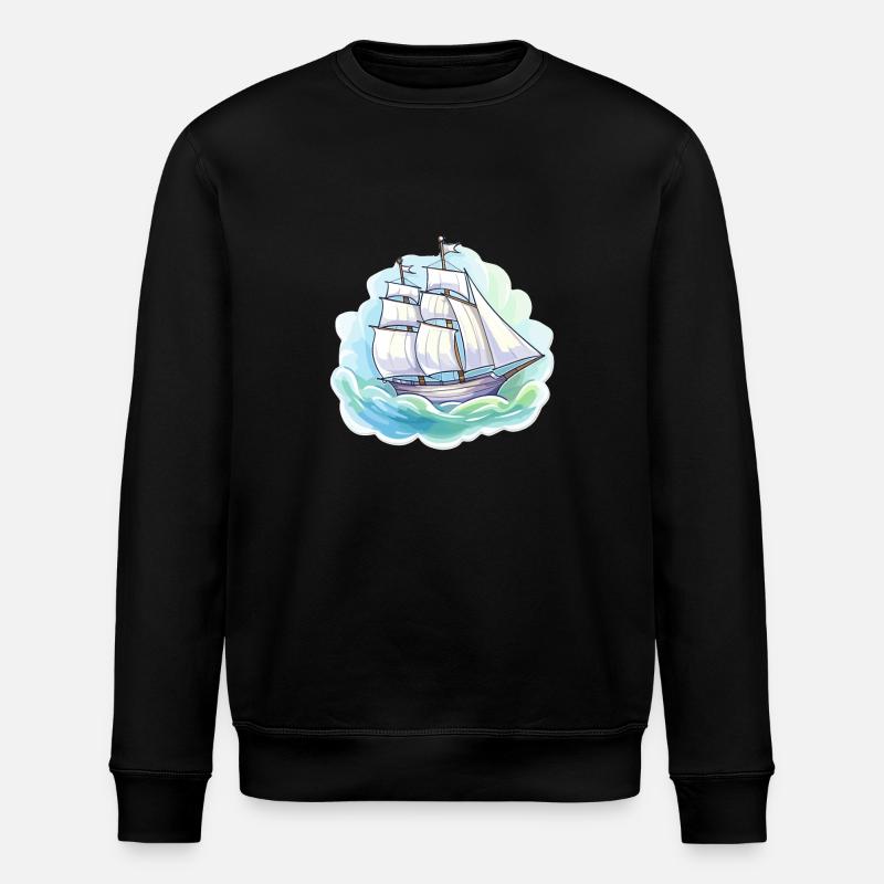 Segelboot - Illustration - Stanley/Stella Unisex Bio-Sweatshirt ROLLER - Schwarz