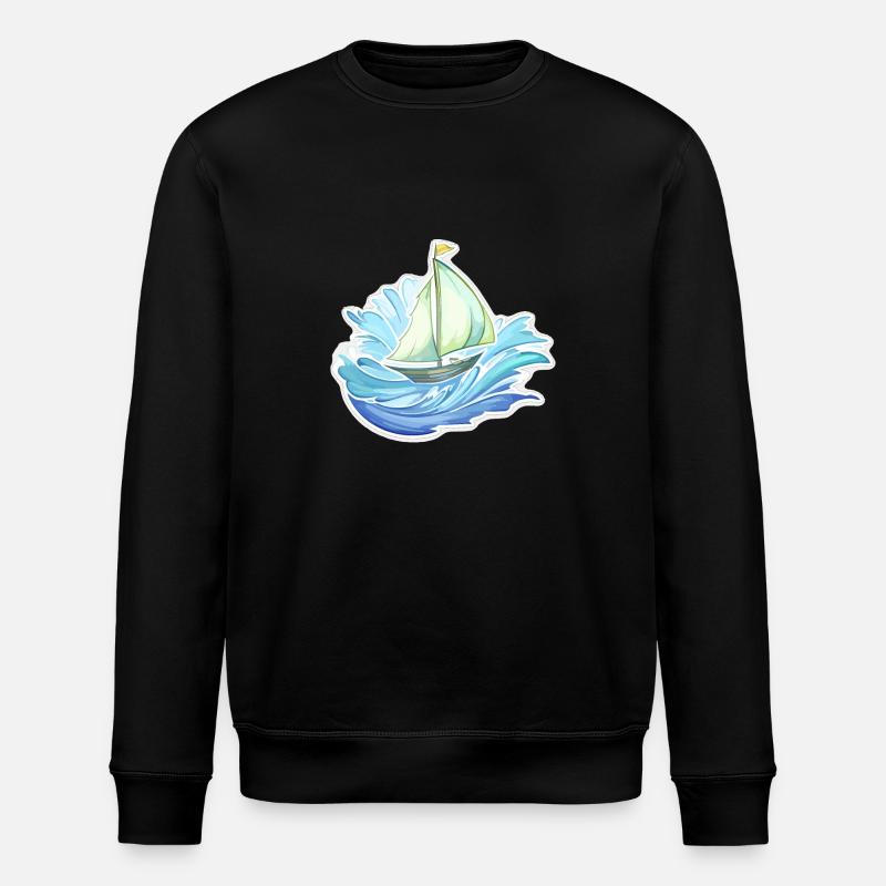 Sailboat - illustration - Stanley/Stella ROLLER Unisex Organic Sweatshirt - black