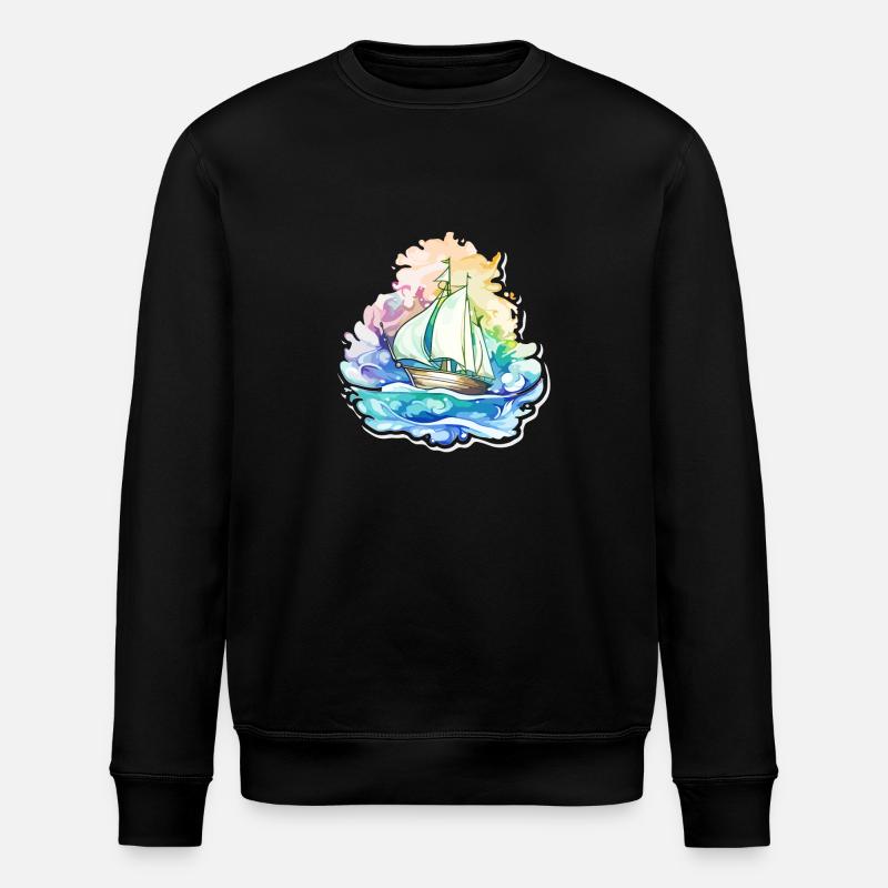 Segelboot - Illustration - Stanley/Stella Unisex Bio-Sweatshirt ROLLER - Schwarz