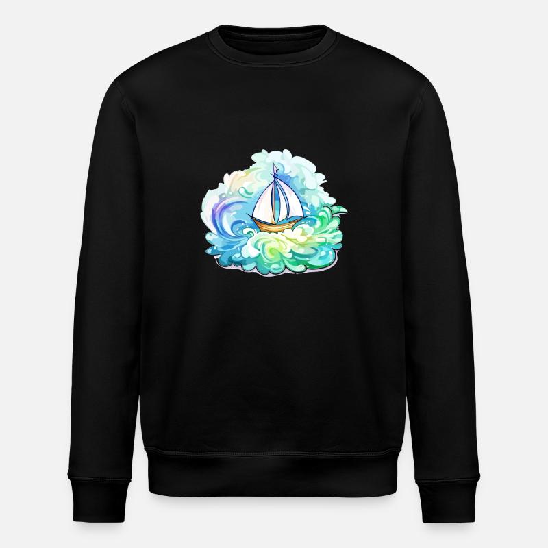 Segelboot - Illustration - Stanley/Stella Unisex Bio-Sweatshirt ROLLER - Schwarz
