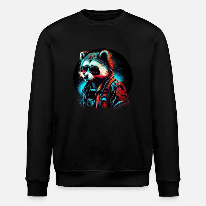 Cyber-Waschbär - Stanley/Stella Unisex Bio-Sweatshirt ROLLER - Schwarz