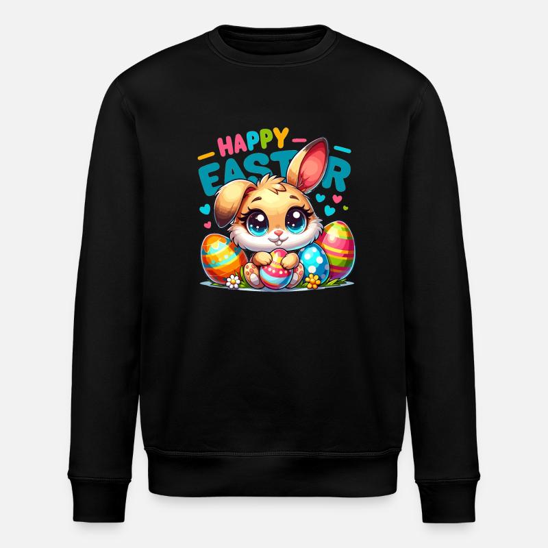 Happy Easter - Easter Bunny Illustration - Stanley/Stella ROLLER Unisex Organic Sweatshirt - black