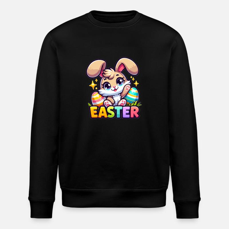 Happy Easter - Easter Bunny Illustration - Stanley/Stella ROLLER Unisex Organic Sweatshirt - black