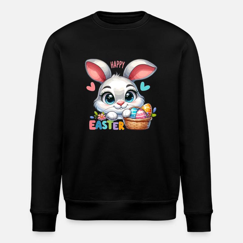 Happy Easter - Easter Bunny Illustration - Stanley/Stella ROLLER Unisex Organic Sweatshirt - black