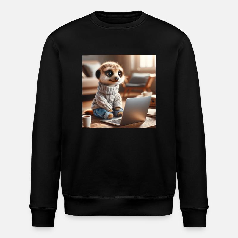 Laptop mit Erdmännchen - Stanley/Stella Unisex Bio-Sweatshirt ROLLER - Schwarz