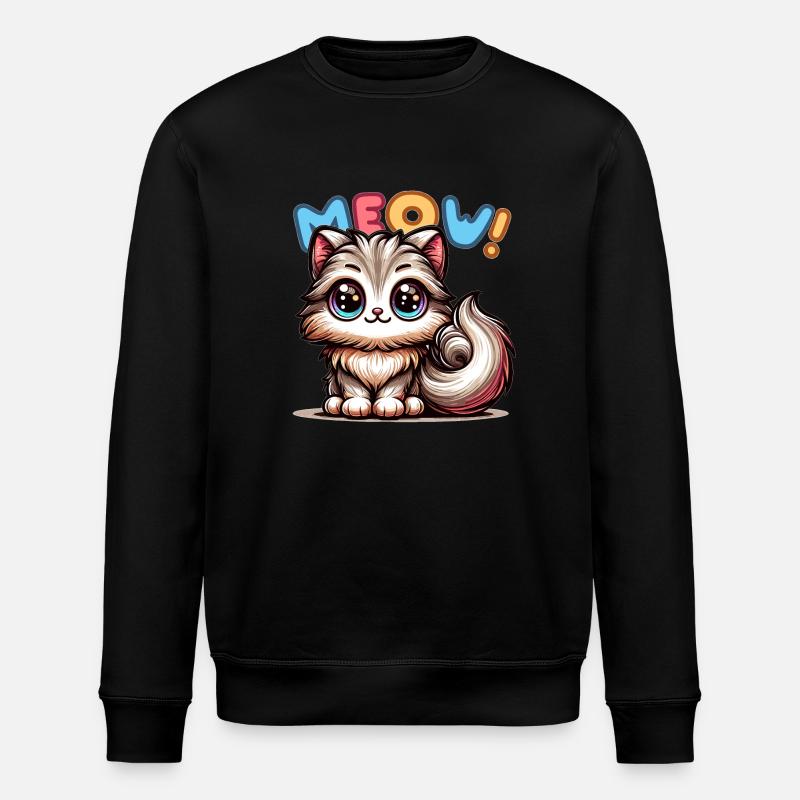 Meow - Katze Illustration - Stanley/Stella Unisex Bio-Sweatshirt ROLLER - Schwarz