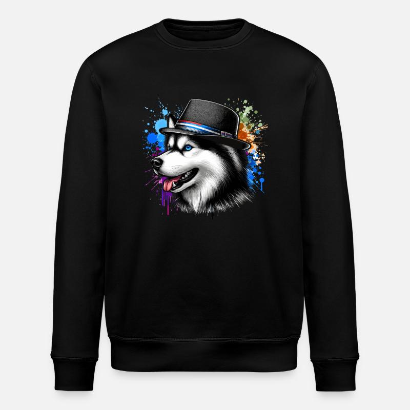 Husky aux yeux bleus - Sweat bio ROLLER Stanley/Stella Unisexe - noir