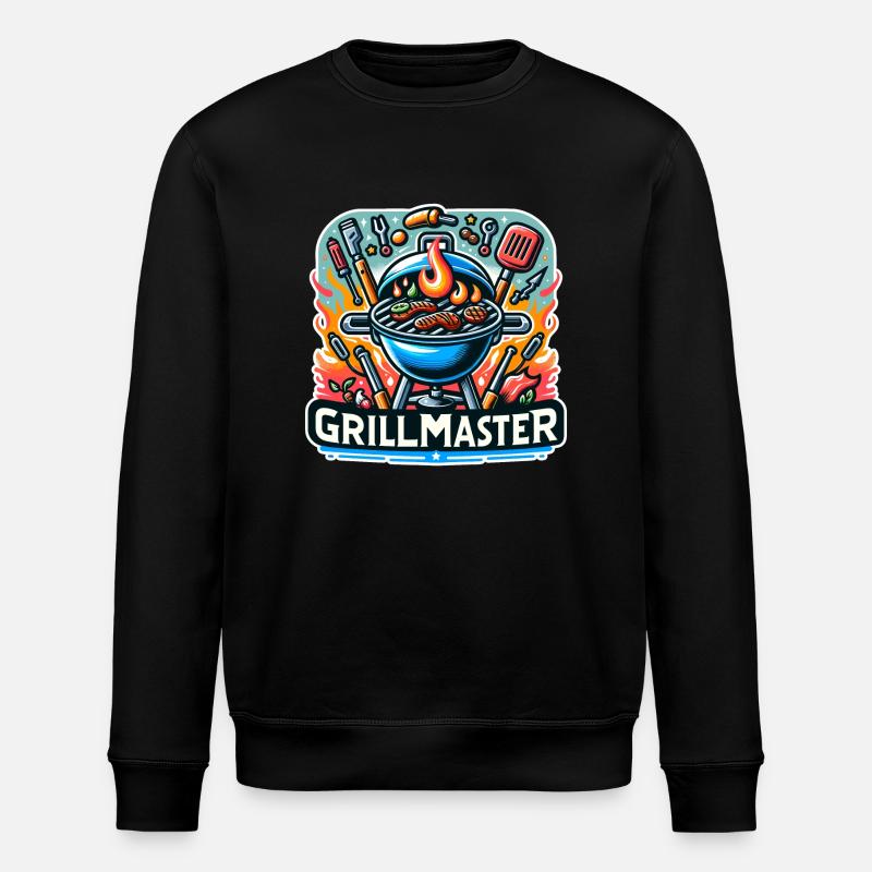 GrillMaster - Grill Illustration - Stanley/Stella ROLLER Unisex Organic Sweatshirt - black