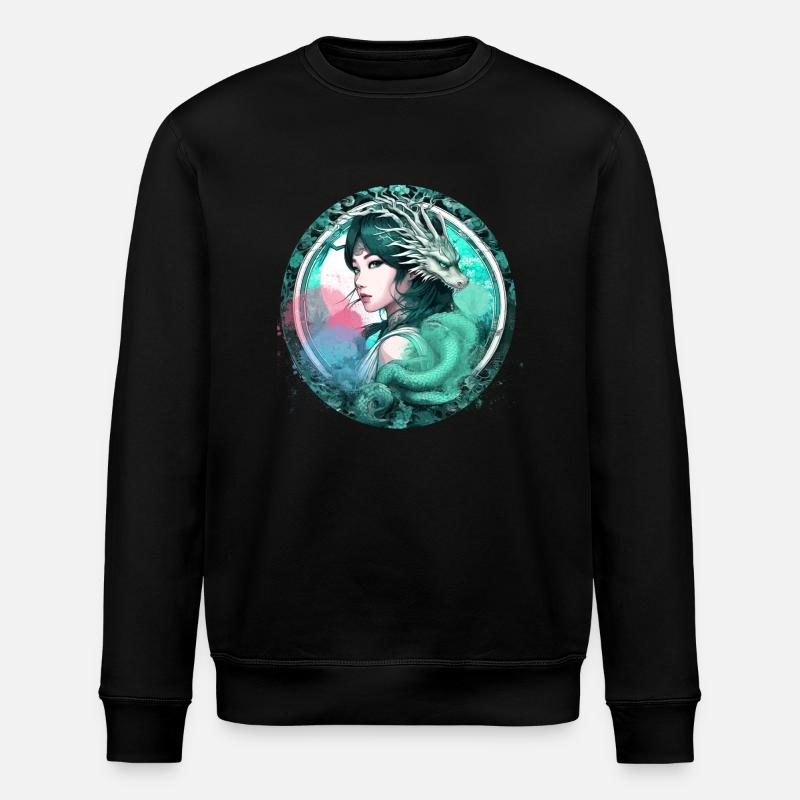 anime,frau,drache,asiatin,graffiti,manga - Stanley/Stella Unisex Bio-Sweatshirt ROLLER - Schwarz