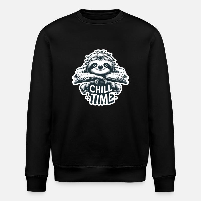 Chill Time - Sloth Illustration - Stanley/Stella ROLLER Unisex Organic Sweatshirt - black