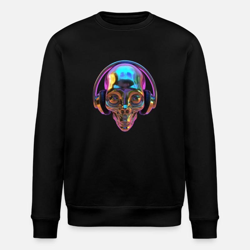 Tête extraterrestre chromatique avec casque - Sweat bio ROLLER Stanley/Stella Unisexe - noir