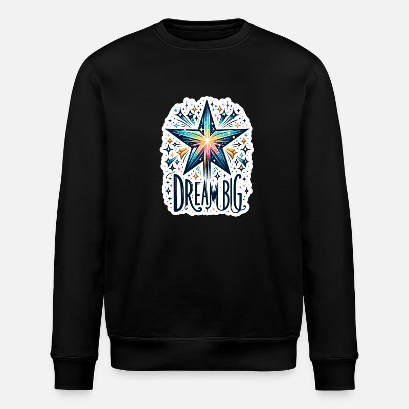 Dream Big - Shooting Star Illustration - Stanley/Stella ROLLER Unisex Organic Sweatshirt - black