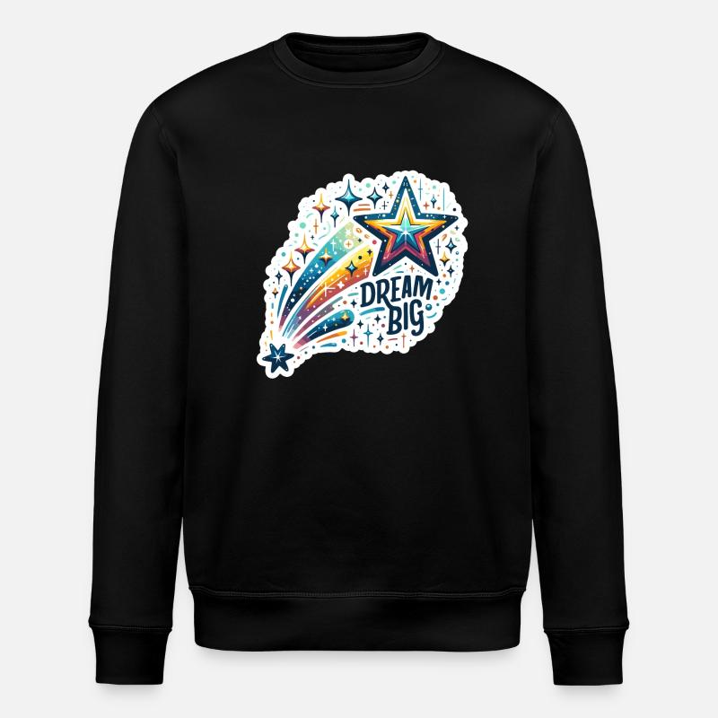Dream Big - Shooting Star Illustration - Stanley/Stella ROLLER Unisex Organic Sweatshirt - black