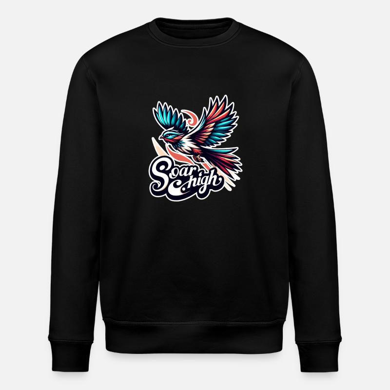 Soar High - bird illustration - Stanley/Stella ROLLER Unisex Organic Sweatshirt - black