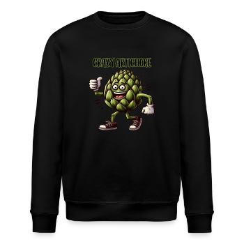 Crazy Veggies: Artichoke Power Walker Thumbs Up - Stanley/Stella Unisex Bio-Sweatshirt ROLLER - Schwarz - Vorne - Nik (191cm)