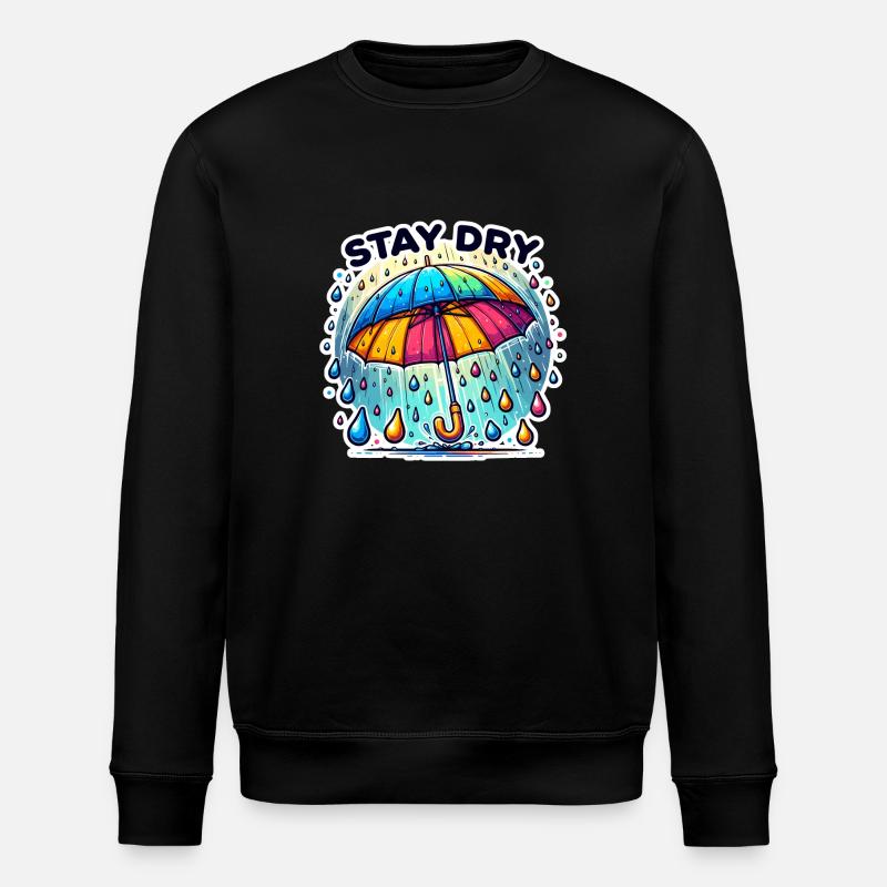Stay Dry - Umbrella Illustration - Stanley/Stella ROLLER Unisex Organic Sweatshirt - black