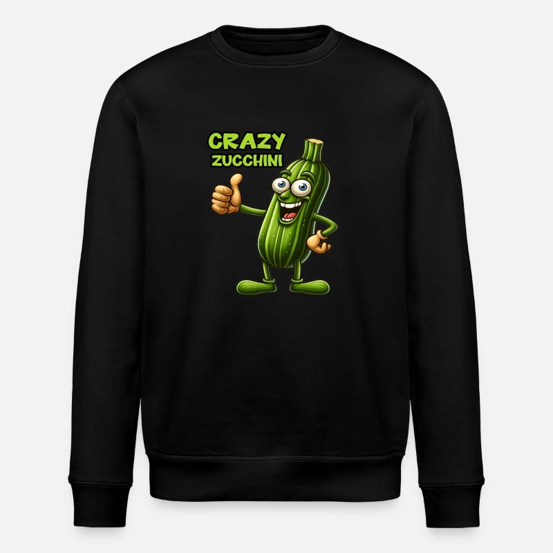 Crazy Veggies: Zucchini Thumbs Up - Stanley/Stella ROLLER Unisex Organic Sweatshirt - black