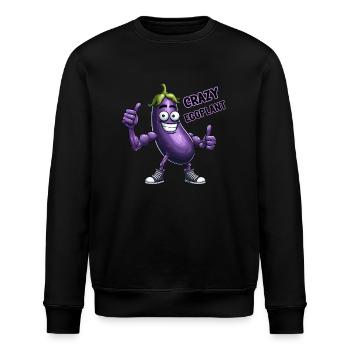 Crazy Veggies: Eggplant Body Builder Calisthenics - Stanley/Stella Unisex Bio-Sweatshirt ROLLER - Schwarz - Vorne - Nik (191cm)