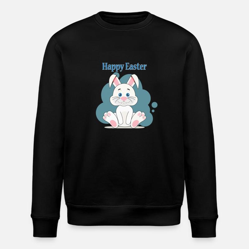 Happy white easter bunny - Stanley/Stella ROLLER Unisex Organic Sweatshirt - black