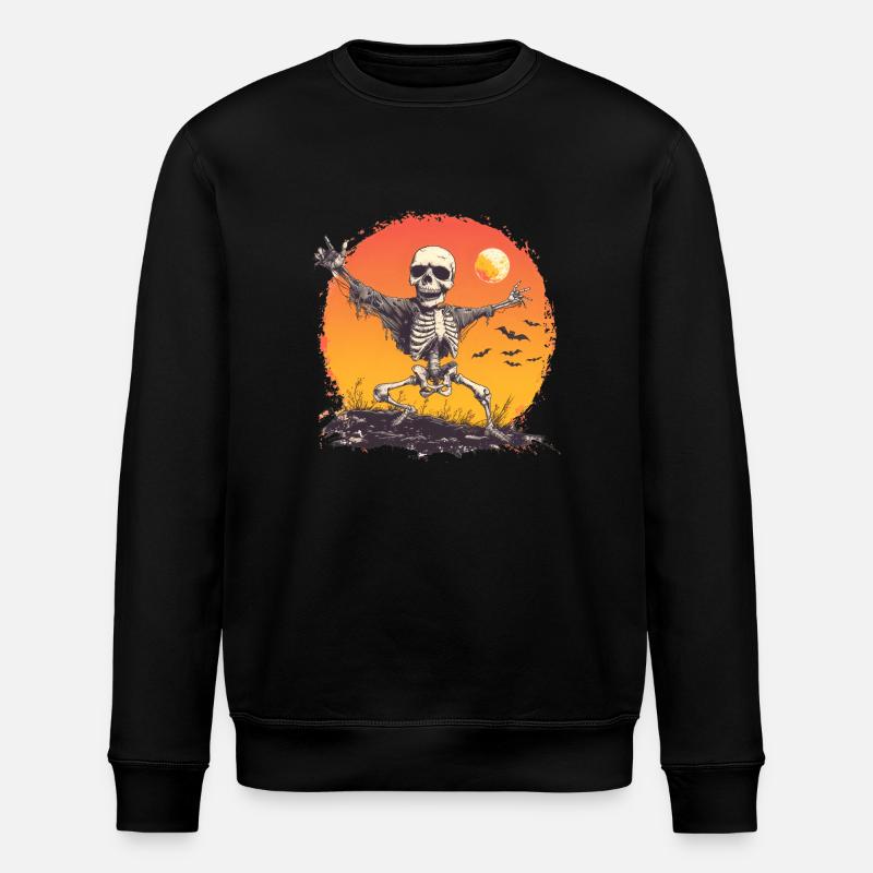 Dancing Skeleton Skull Halloween - Stanley/Stella ROLLER Unisex Organic Sweatshirt - black