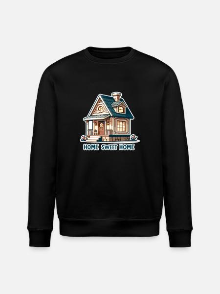 Home Sweet Home - House Illustration - Stanley/Stella ROLLER Unisex Organic Sweatshirt - black