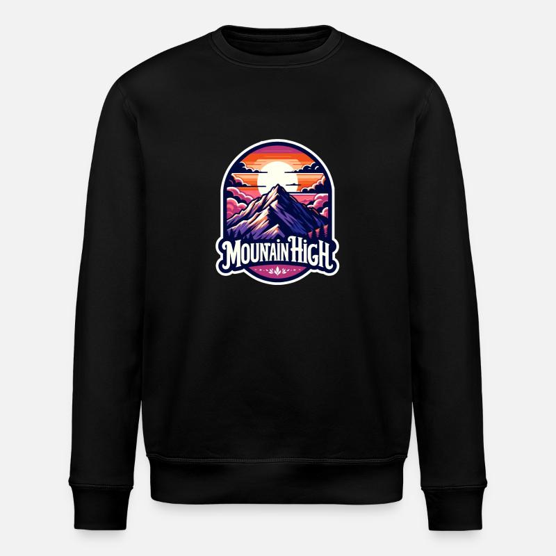 Mountain High - Berg Illustration - Stanley/Stella ROLLER Unisex Organic Sweatshirt - black
