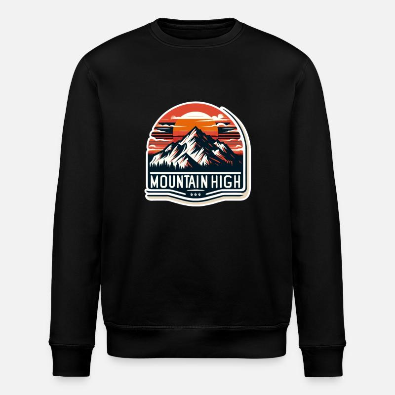 Mountain High - Berg Illustration - Stanley/Stella Unisex Bio-Sweatshirt ROLLER - Schwarz