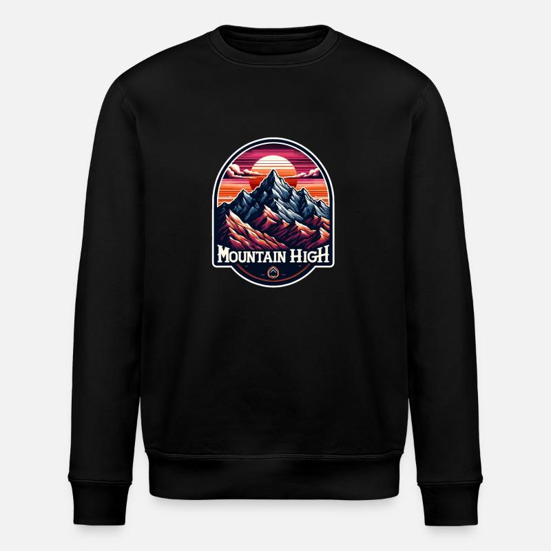 Mountain High - Berg Illustration - Stanley/Stella ROLLER Unisex Organic Sweatshirt - black