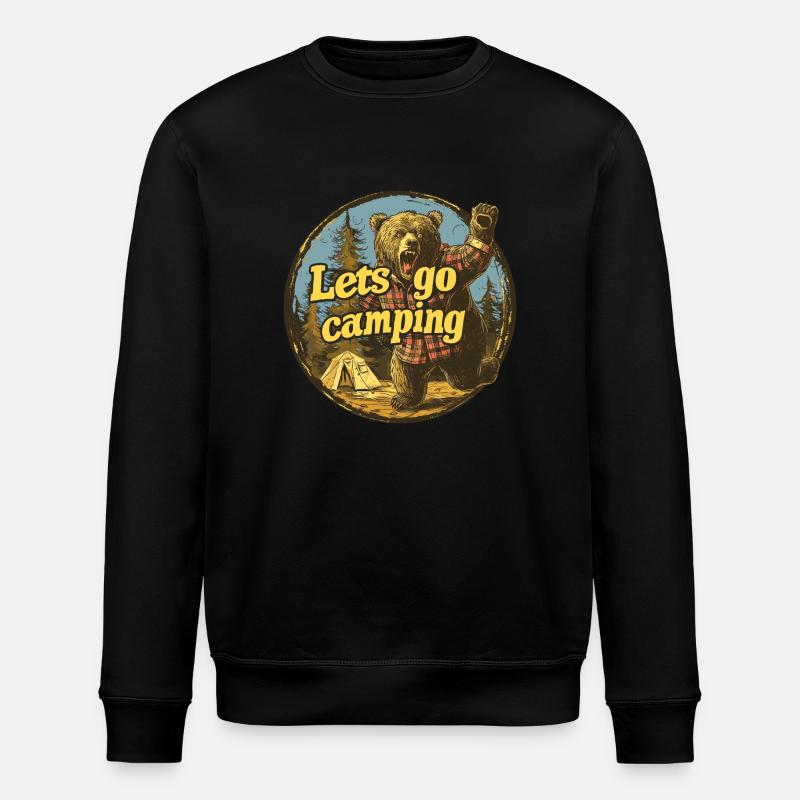 Allons camper l’ours - Sweat bio ROLLER Stanley/Stella Unisexe - noir