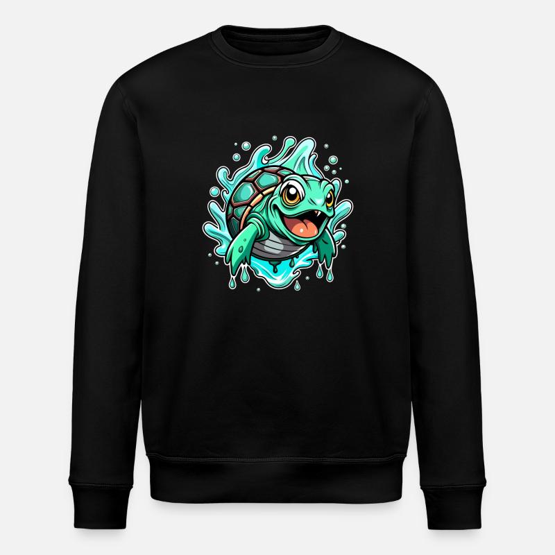 Happy Turtle - Stanley/Stella ROLLER Unisex Organic Sweatshirt - black