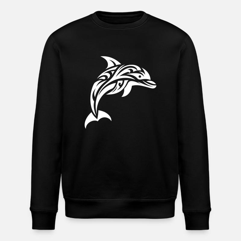 Jumping Cute Tattoo Dolphin - Stanley/Stella ROLLER Unisex Organic Sweatshirt - black