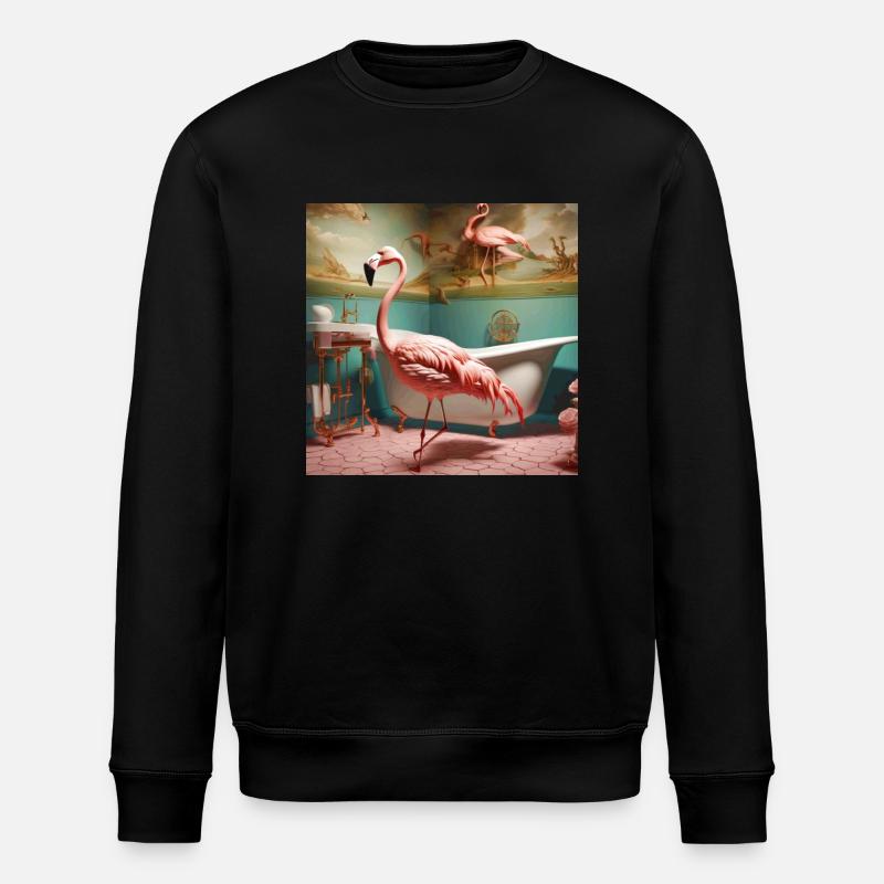 Flamingo,retro,flamingo im bad,vintage - Stanley/Stella Unisex Bio-Sweatshirt ROLLER - Schwarz
